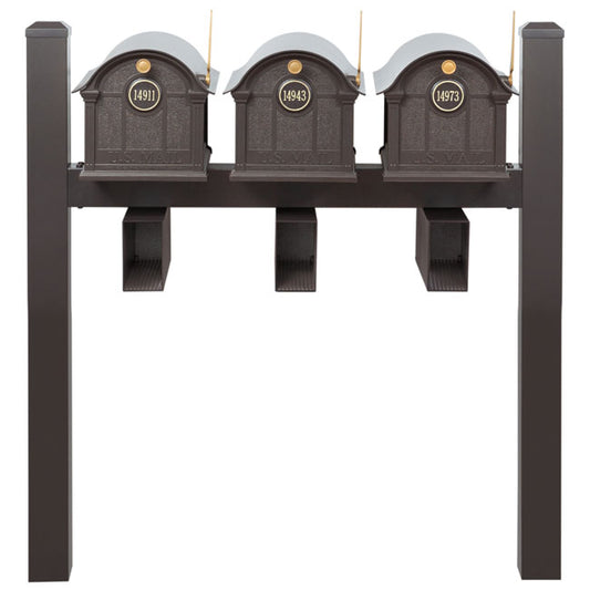 Whitehall Deluxe Custom Balmoral Mailbox Trio, Bronze/Gold