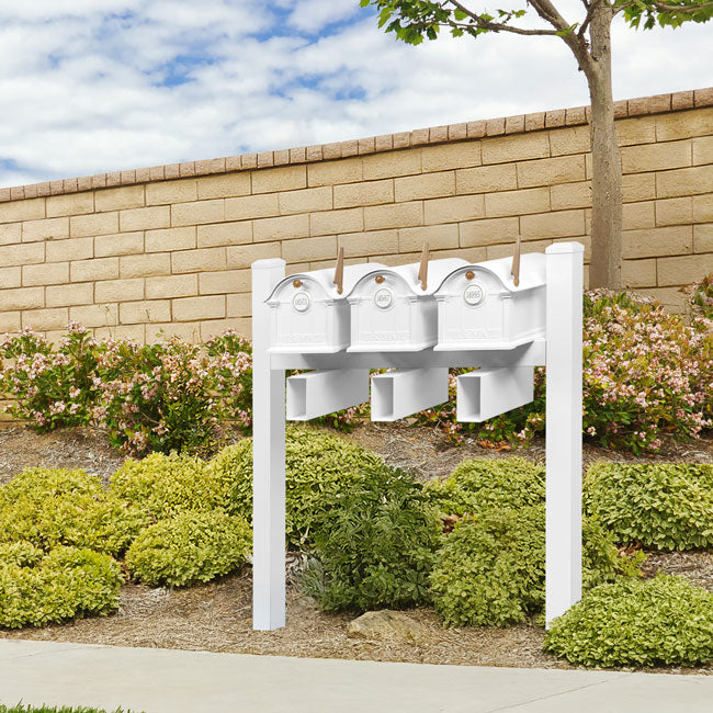 Whitehall Deluxe Custom Balmoral Mailbox Trio, White/Gold