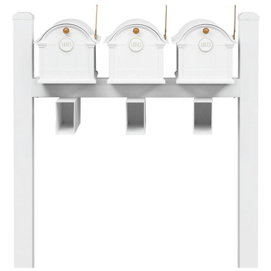 Whitehall Deluxe Custom Balmoral Mailbox Trio, White/Gold