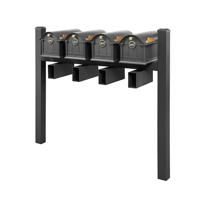 Whitehall Deluxe Custom Balmoral Mailbox Quad, Black/Gold