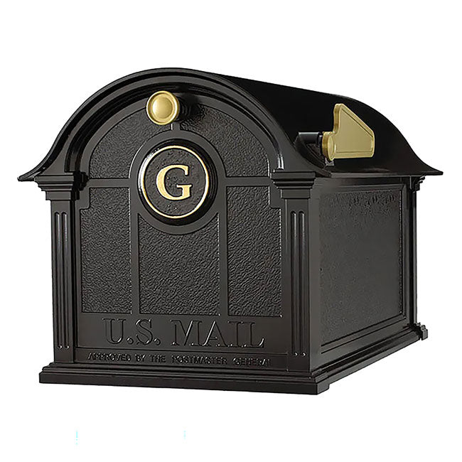 Whitehall Deluxe Custom Balmoral Mailbox Quad, Black/Gold