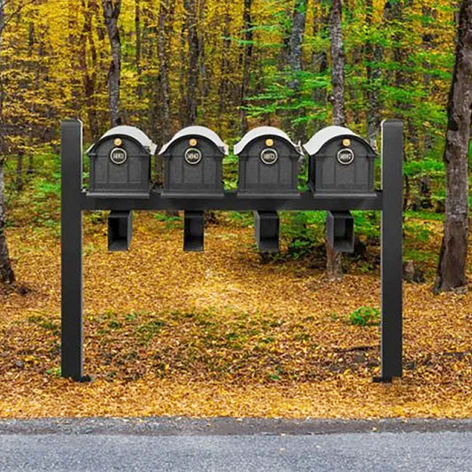 Whitehall Deluxe Custom Balmoral Mailbox Quad, Black/Gold