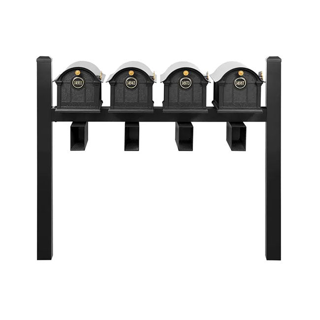 Whitehall Deluxe Custom Balmoral Mailbox Quad, Black/Gold