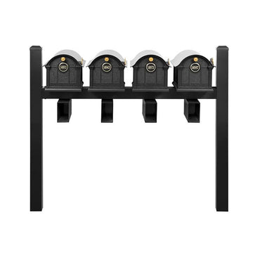 Whitehall Deluxe Custom Balmoral Mailbox Quad, Black/Gold
