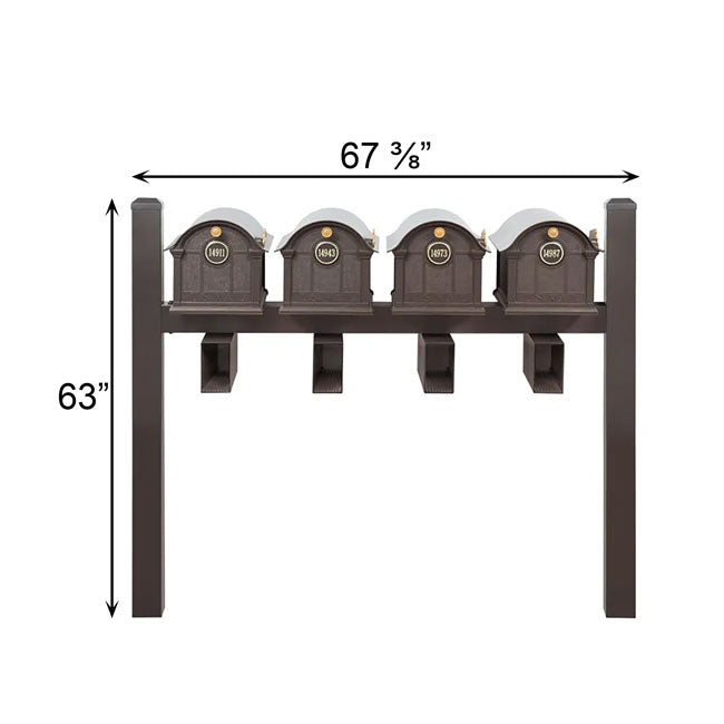 Whitehall Deluxe Custom Balmoral Mailbox Quad, Bronze/Gold