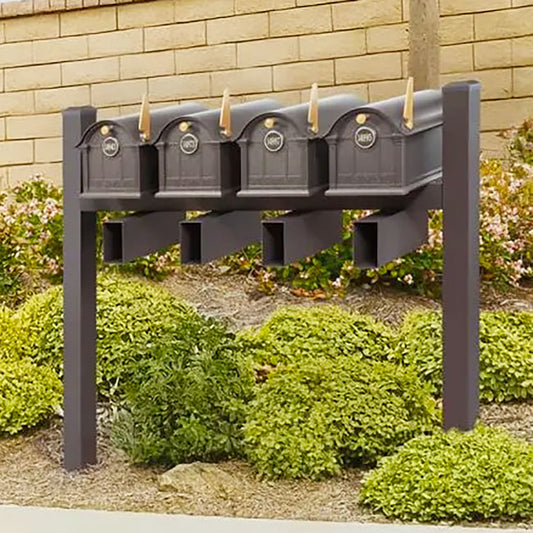 Whitehall Deluxe Custom Balmoral Mailbox Quad, Bronze/Gold