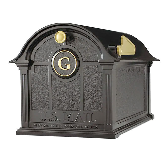 Whitehall Deluxe Custom Balmoral Mailbox Quint, Black/Gold