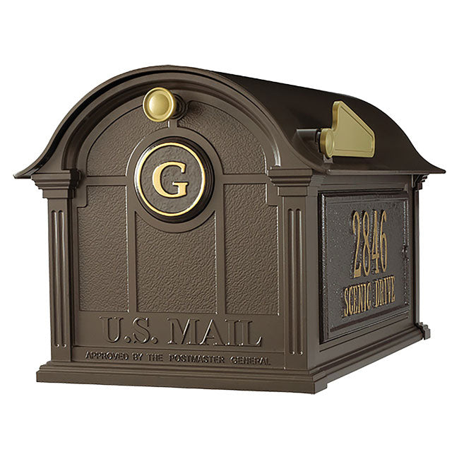 Whitehall Deluxe Custom Balmoral Mailbox Quint, Bronze/Gold