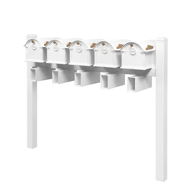 Whitehall Deluxe Custom Balmoral Mailbox Quint, White/Gold