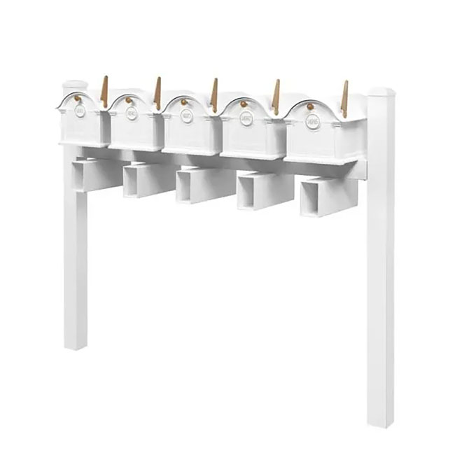 Whitehall Deluxe Custom Balmoral Mailbox Quint, White/Gold