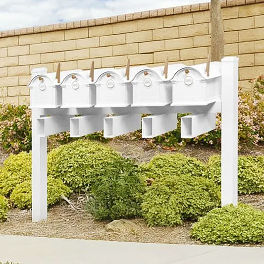 Whitehall Deluxe Custom Balmoral Mailbox Quint, White/Gold