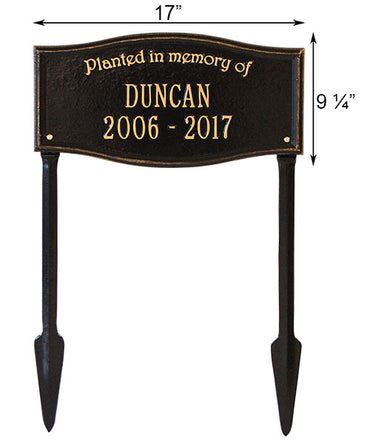 Whitehall Vicksburg Memorial Lawn Marker, "Planted", 2 Line