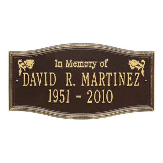 Whitehall Alexandria Memorial Wall Plaque, "In Memory of"