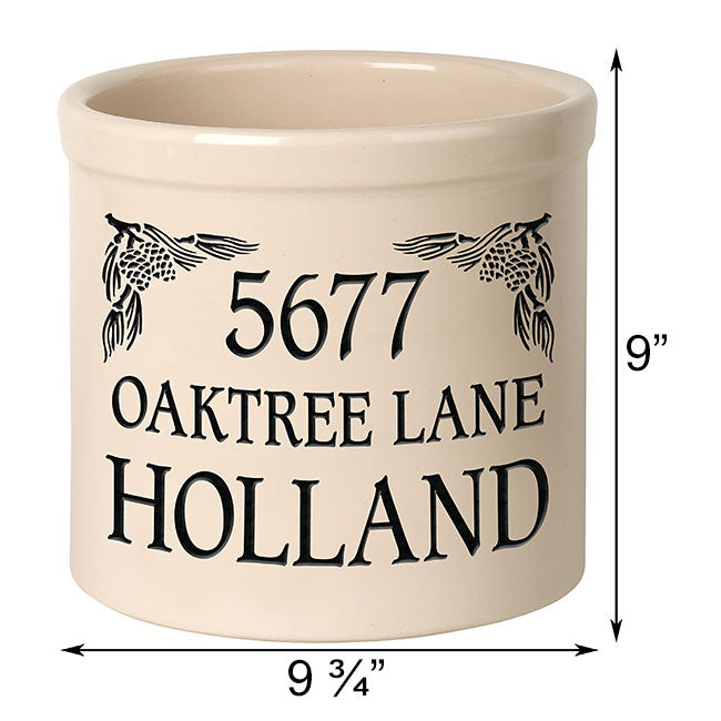 Whitehall Top Pinecones Stoneware Crock, 3 Line
