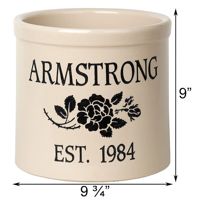 Whitehall Center Stemmed Rose Stoneware Crock, 2 Line