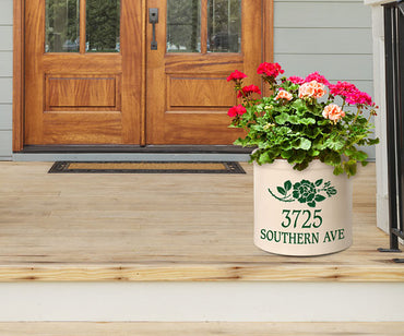 Whitehall Top Stemmed Rose Stoneware Crock, 2 Line