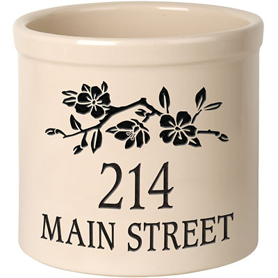 Whitehall Top Dogwood Blooms Stoneware Crock, 2 Line