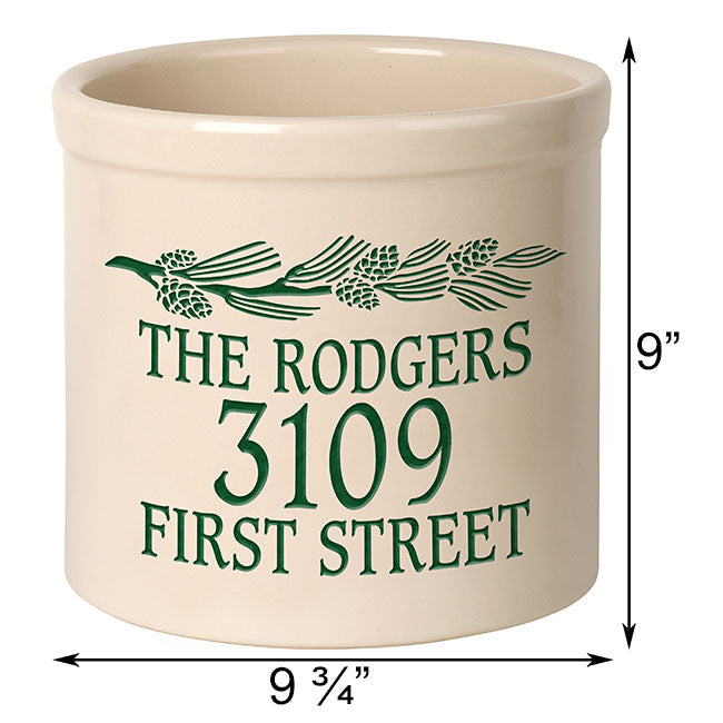 Whitehall Top Pinecones on a Branch Stoneware Crock, 3 Line