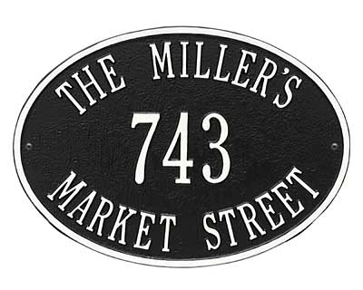 Whitehall Hawthorne Oval Wall Plaque, Standard, 3 Line