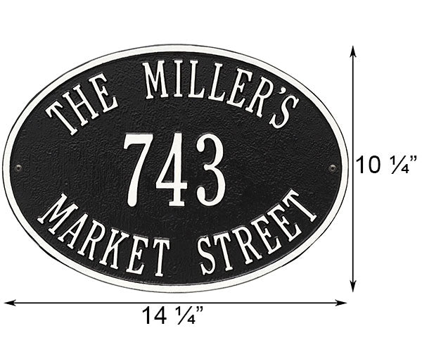 Whitehall Hawthorne Oval Wall Plaque, Standard, 3 Line