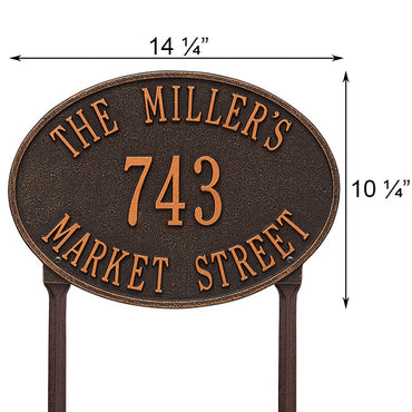 Whitehall Hawthorne Oval Lawn Marker, Standard, 3 Line