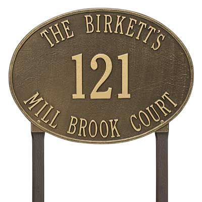 Whitehall Hawthorne Oval Lawn Marker, Estate, 3 Line