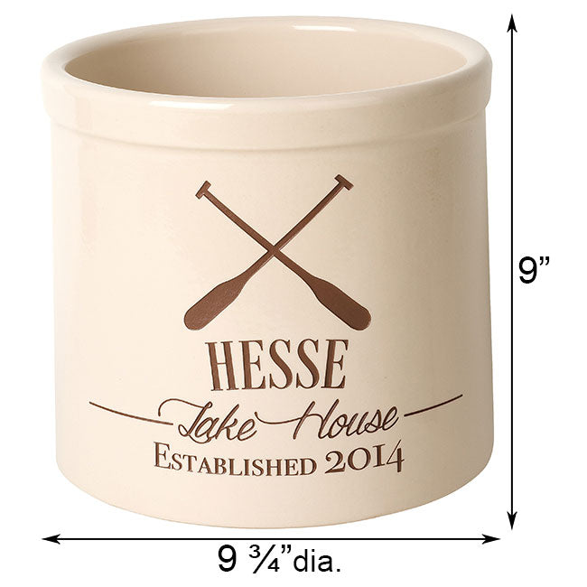 Whitehall Oars Lake House Stoneware Crock, 2 Line