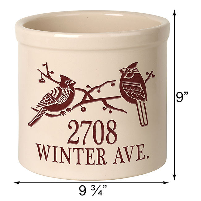 Whitehall Deco Cardinal Duo Stoneware Crock, 2 Line