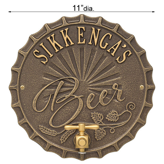 Whitehall Bottle Cap Brew Pub Wall Plaque, Standard, 1 Line