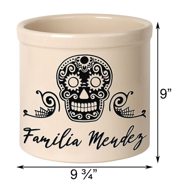 Whitehall Sugar Skull Halloween Stoneware Crock, 1 Line