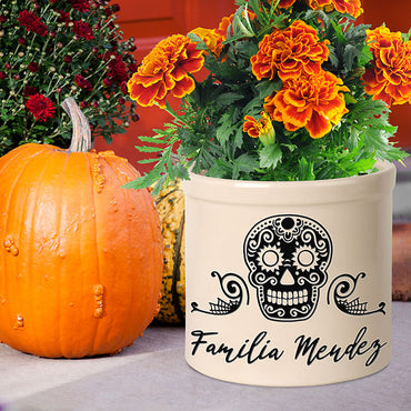 Whitehall Sugar Skull Halloween Stoneware Crock, 1 Line