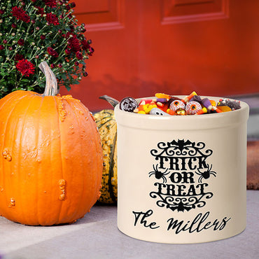 Whitehall Trick or Treat Halloween Stoneware Crock, 1 Line
