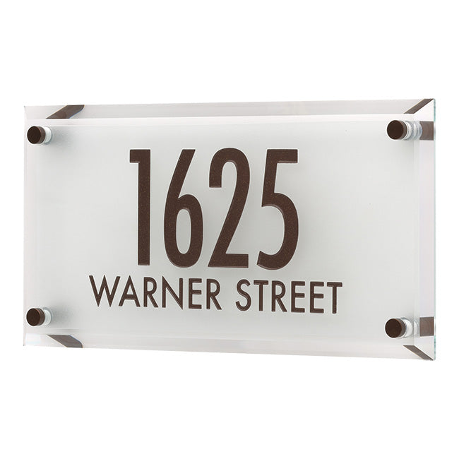 Frosted Crystal Futura Wall Plaque w/Beveled Edges, 2 Line