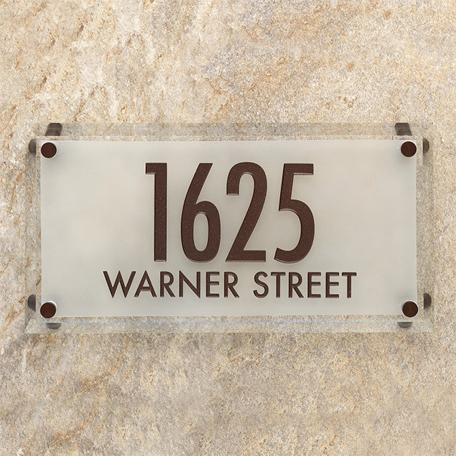 Frosted Crystal Futura Wall Plaque w/Beveled Edges, 2 Line