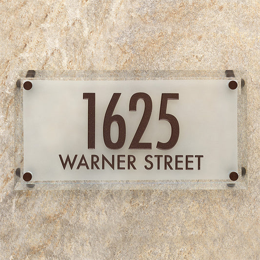 Frosted Crystal Futura Wall Plaque w/Beveled Edges, 2 Line