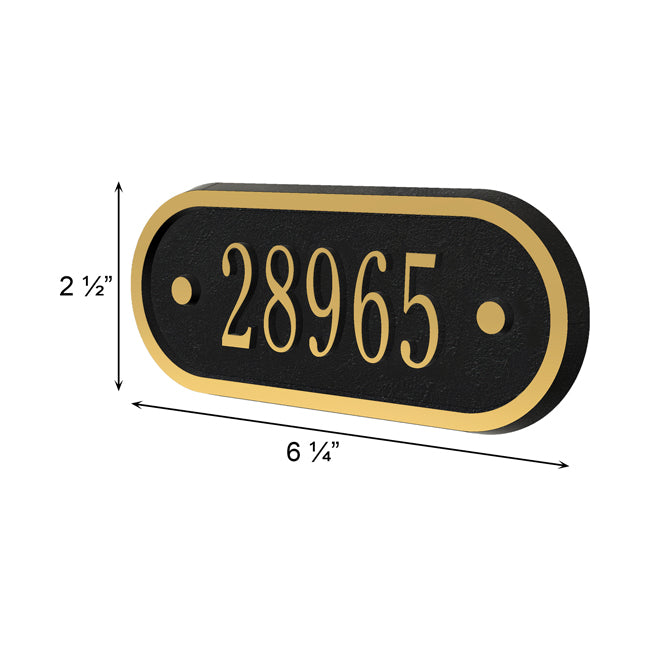 Whitehall MailVault Mailbox Door Plaque, 1 Line, Blk/Gld