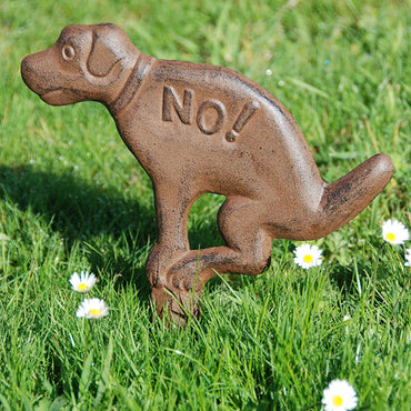 Esschert Design Cast Iron "NO!" Pooping Yard Sign, Brown