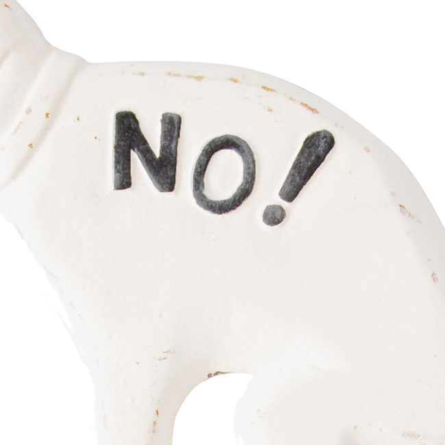 Esschert Cast Iron "NO!" Pooping Yard Signs, White, 2 Pack