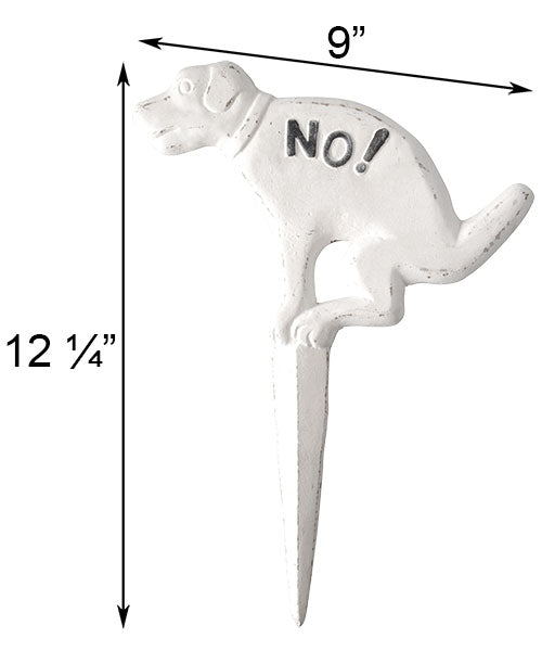 Esschert Design Cast Iron "NO!" Pooping Yard Sign, White