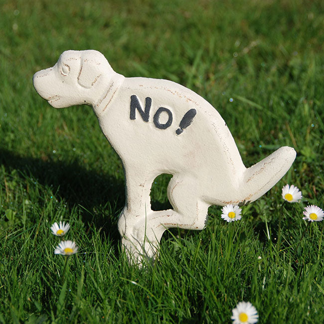 Esschert Design Cast Iron "NO!" Pooping Yard Sign, White