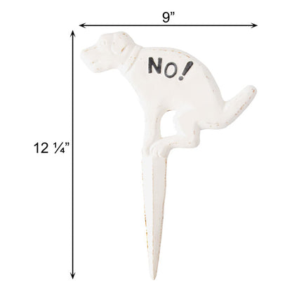 Esschert Cast Iron "NO!" Pooping Yard Signs, White, 2 Pack