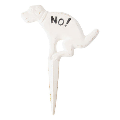 Esschert Cast Iron "NO!" Pooping Yard Signs, White, 2 Pack