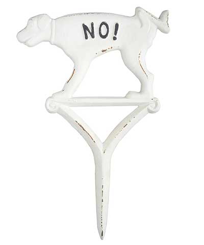 Esschert Design Cast Iron "NO!" Peeing Yard Sign, White