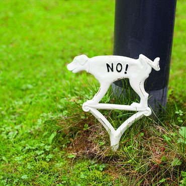 Esschert Design Cast Iron "NO!" Peeing Yard Sign, White