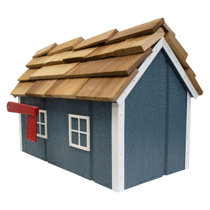 Bird In Hand Amish Made Barn Style Mailbox, Blue