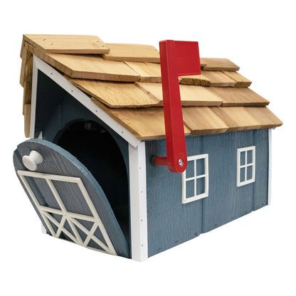 Bird In Hand Amish Made Barn Style Mailbox, Blue