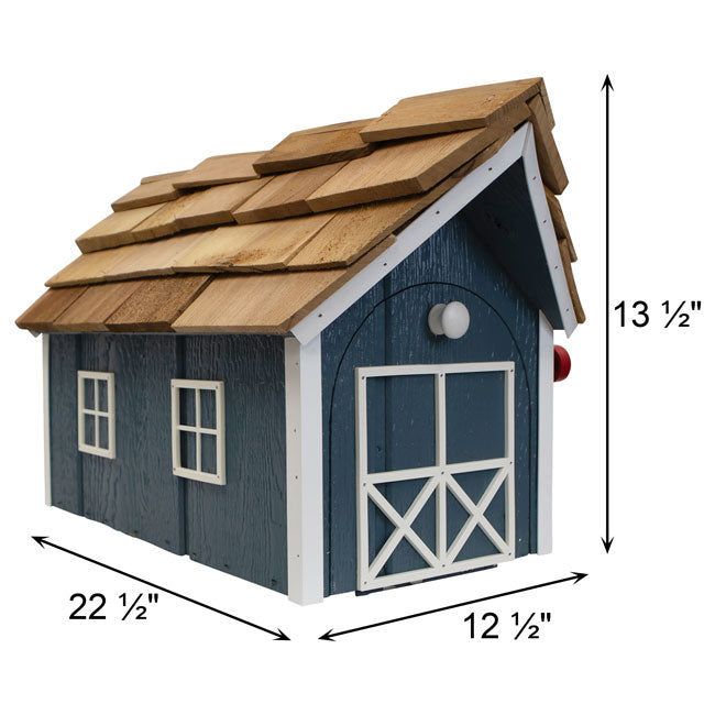 Bird In Hand Amish Made Barn Style Mailbox, Blue