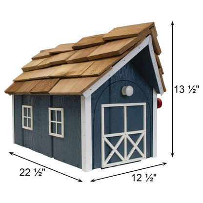 Bird In Hand Amish Made Barn Style Mailbox, Blue