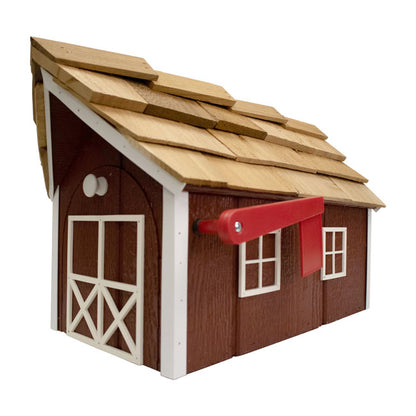 Bird In Hand Amish Made Barn Style Mailbox, Red