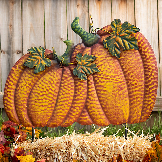 Land & Sea Metal Double Pumpkin Yard Art